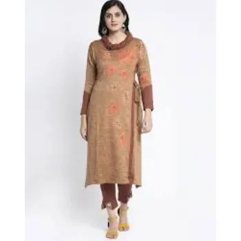 Heathered Woolen Straight Kurta Suit Set